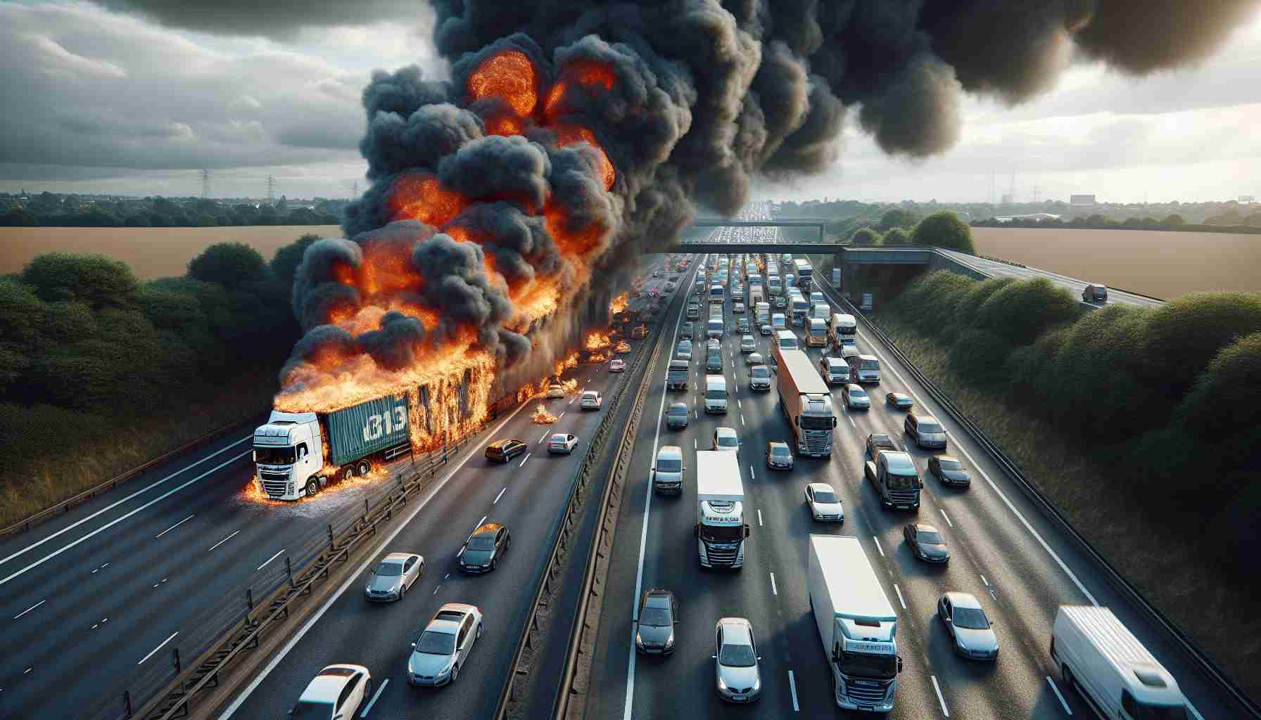 Massive Lorry Fire Brings M26 to a Standstill! Are You Stuck in the Traffic Jam?